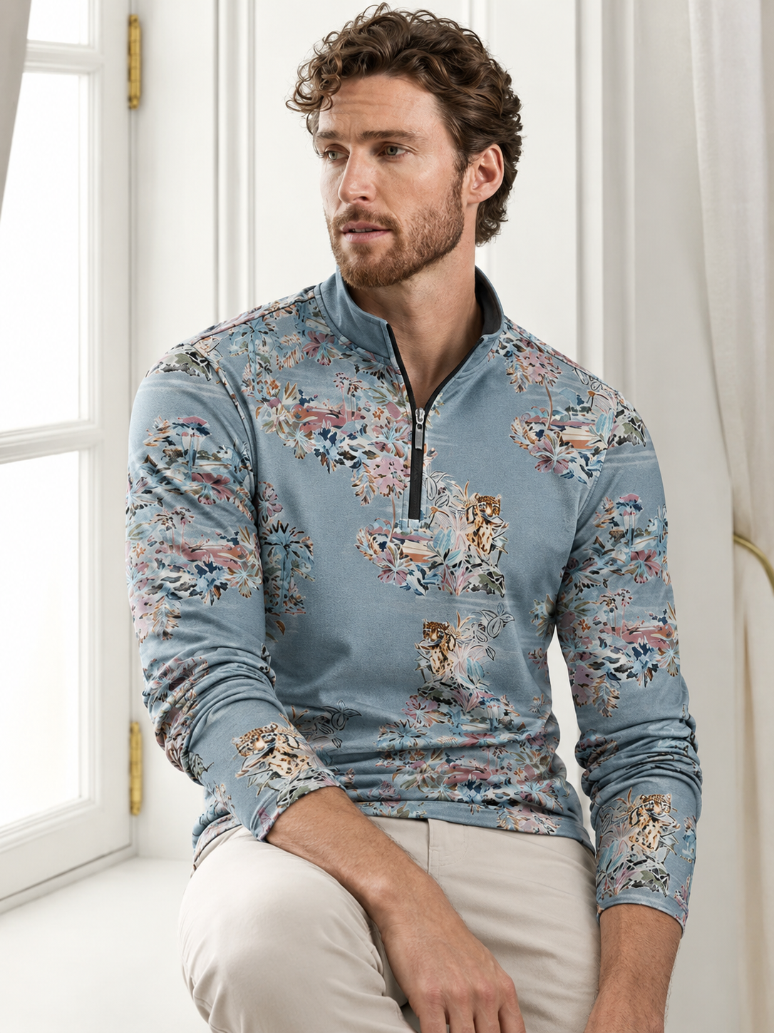 Botanical Energy Men's Golf Shirt Quarterzip UPF50+
