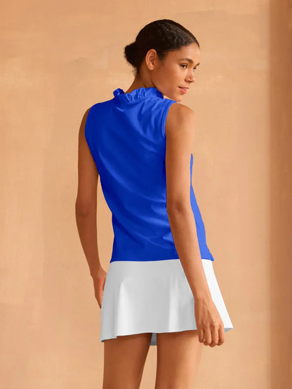 ベーシック以上のラッフルVネックタンクトップ UPF50+