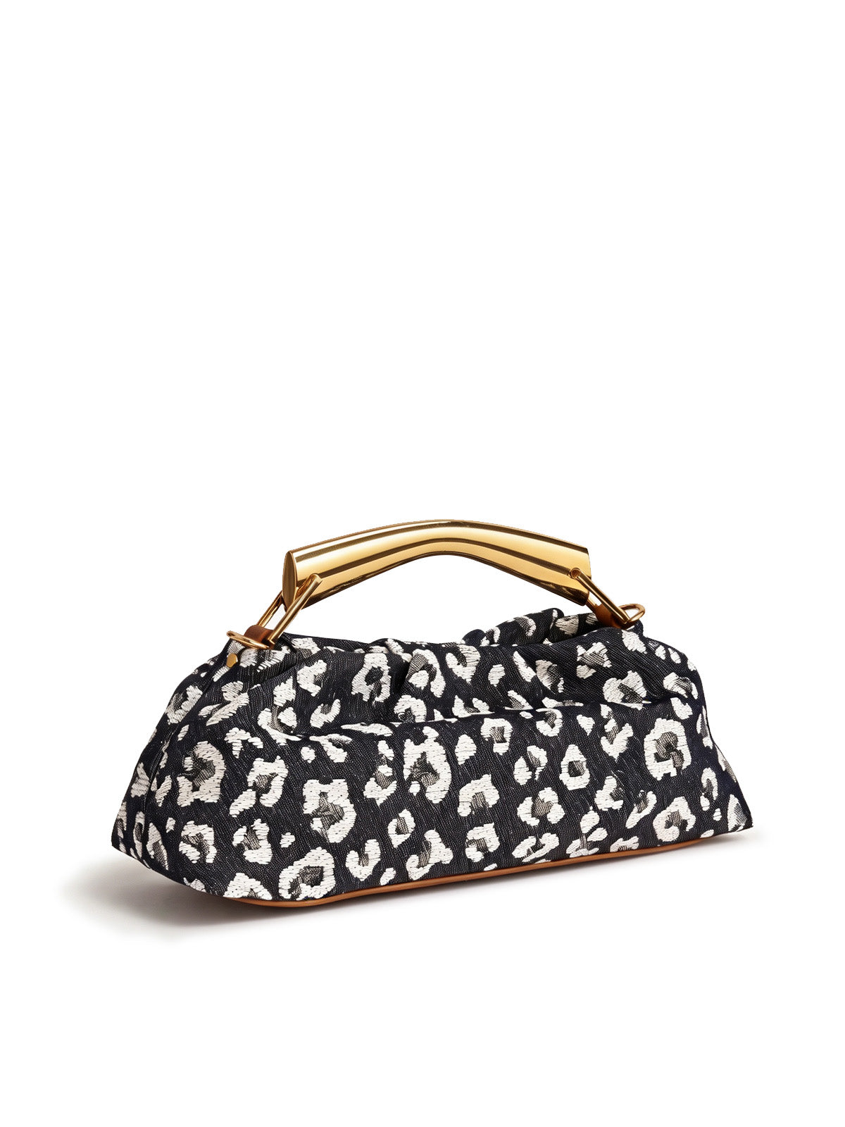 Leopard Jacquard Canvas Pleated Frame Bag