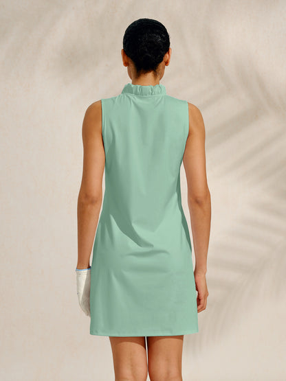 More Than Basic Ruffle V-Neck Sleeveless 36.5 Inch Dress UPF50+