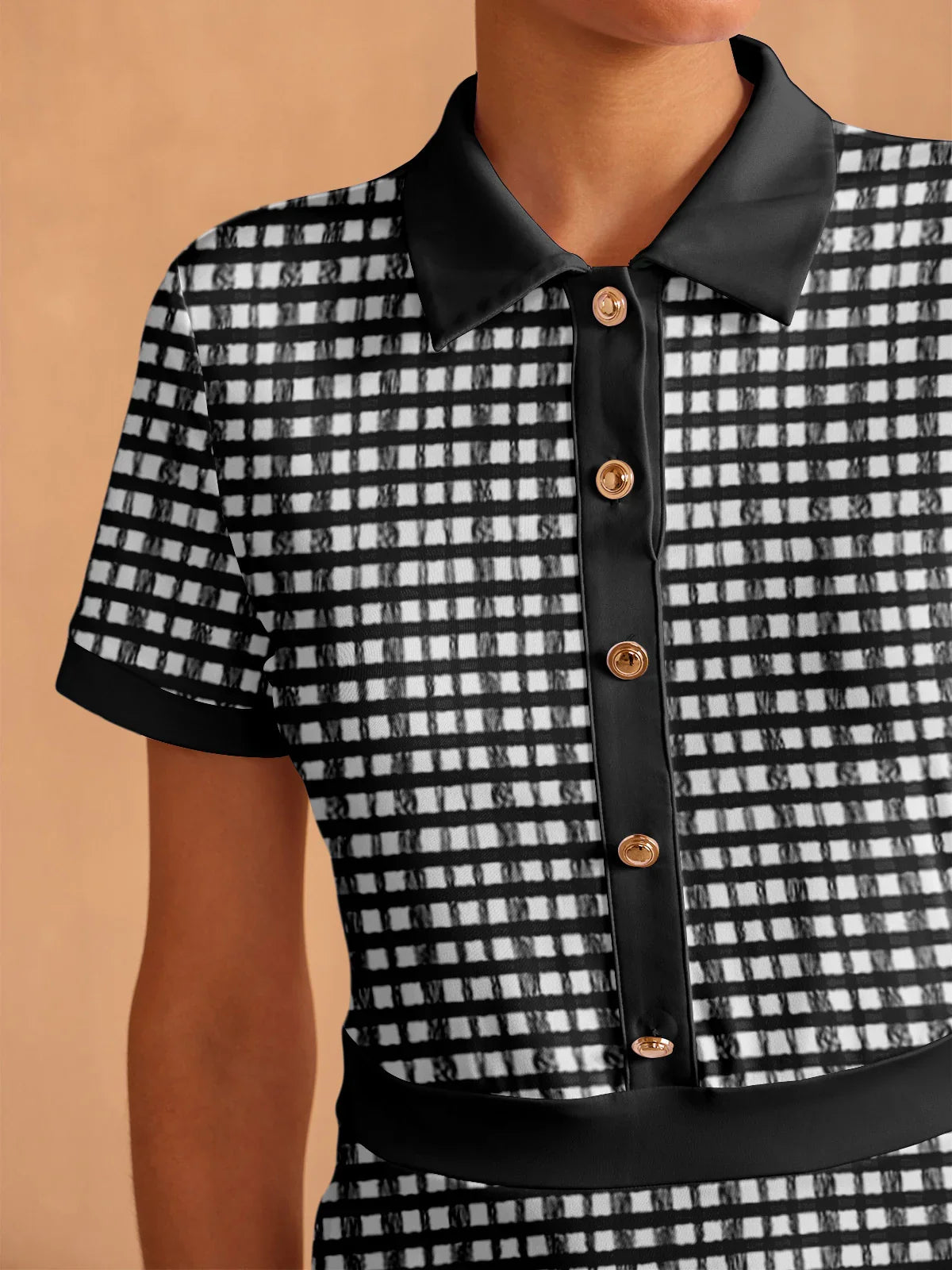 기본 이상의 반소매 A라인 드레스 UPF50+