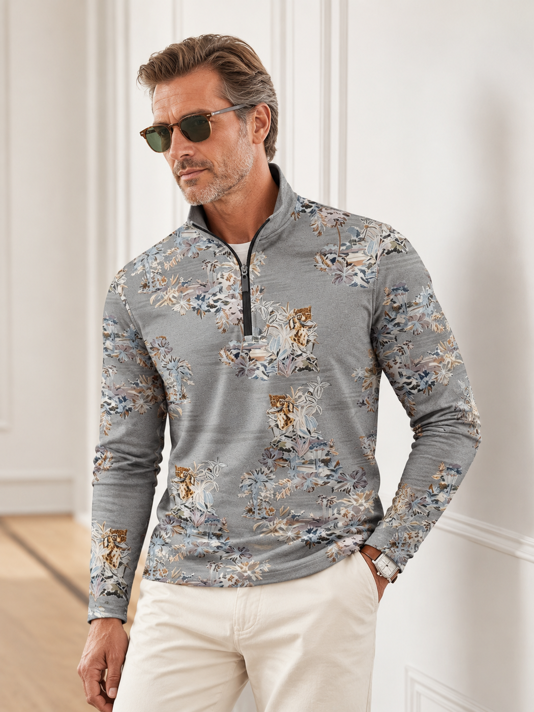 Botanical Energy Men's Golf Shirt Quarterzip UPF50+