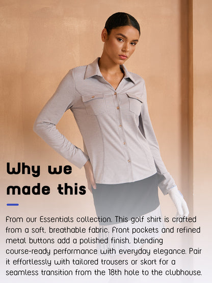 Crisp Couture Long Sleeve Mesh Golf Polo Shirt