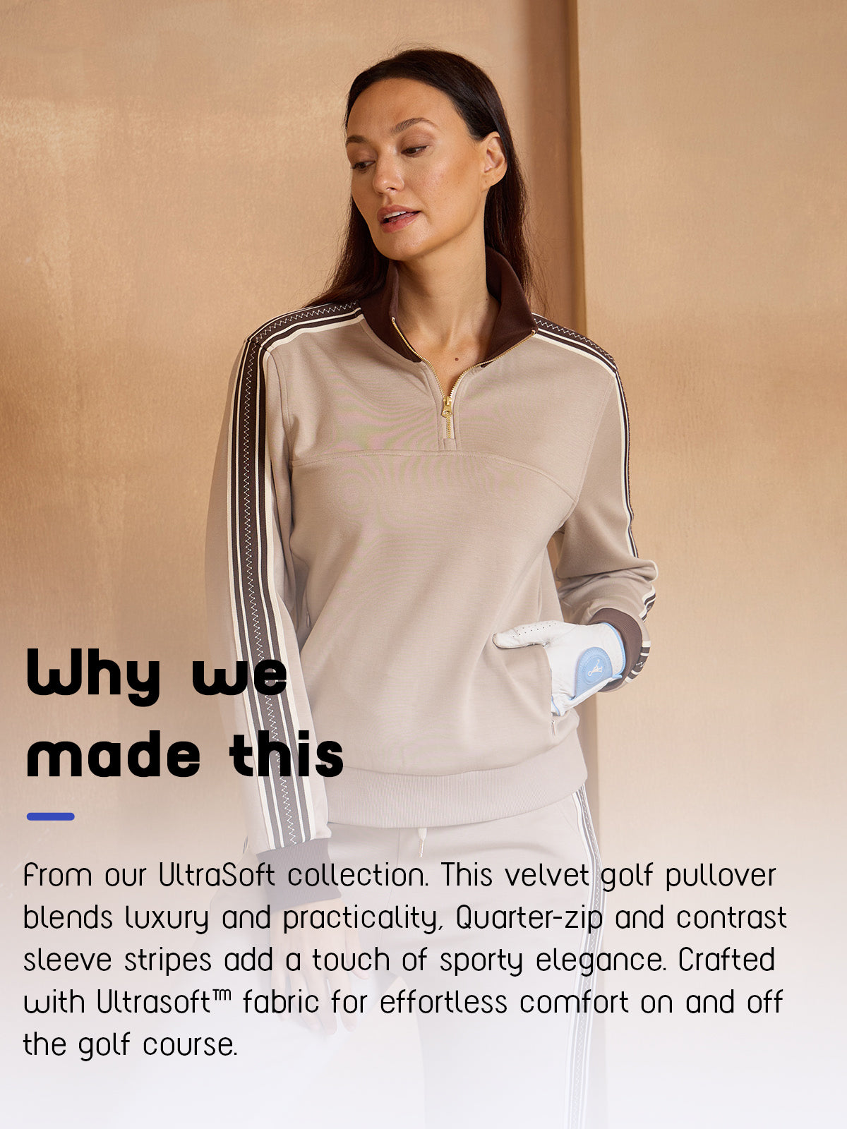 UltraSoft Long Sleeve Stripe Trimmed Quarter Zip Sweatshirt