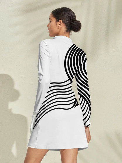 Playful Nautical Long Sleeve 36.5 Inch Dress UPF50+