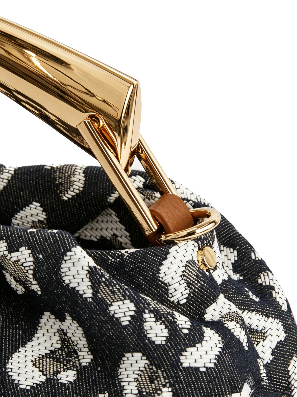 Leopard Jacquard Canvas Pleated Frame Bag