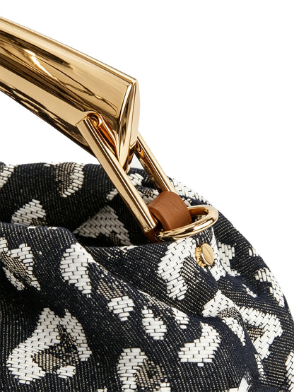 Leopard Jacquard Canvas Pleated Frame Bag