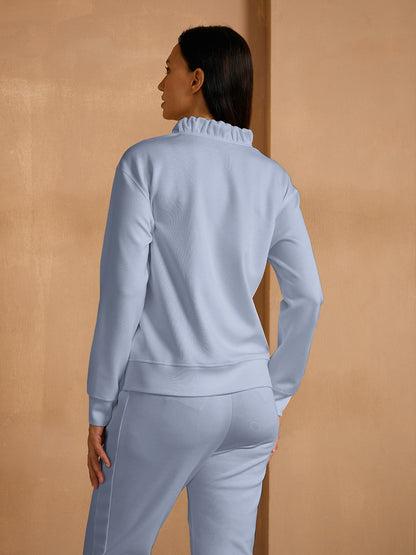UltraSoft sweatshirt met lange mouwen, ruches en V-hals