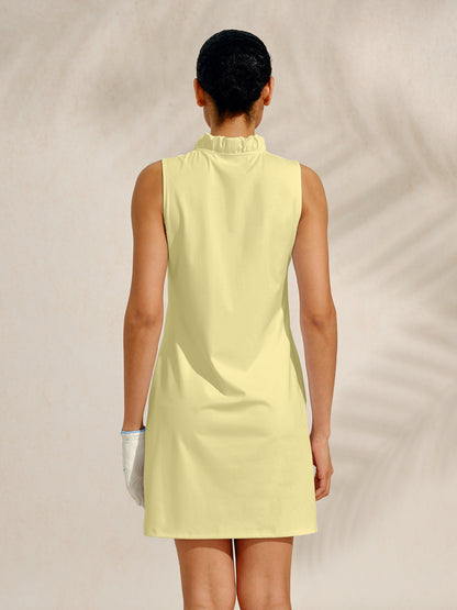 More Than Basic Ruffle V-Neck Sleeveless 36.5 Inch Dress UPF50+