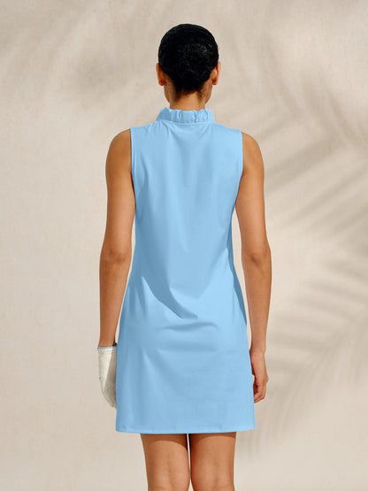 More Than Basic Ruffle V-Neck Sleeveless 36.5 Inch Dress UPF50+
