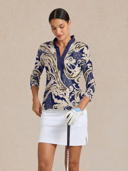 Pretty Feminine Golf Shirt V-Neck Ruffle UPF50+