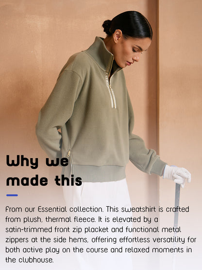 UltraSoft Cloud Fleece Trimmed Quarterzip Sweatshirt