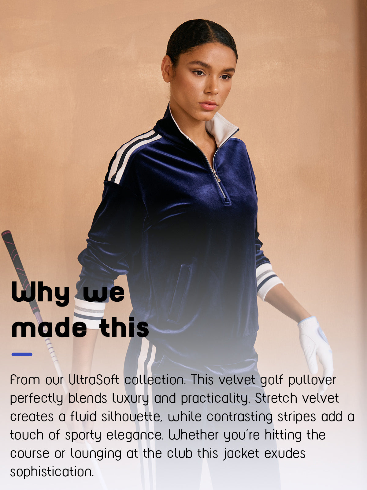 UltraSoft Velour Long Sleeve Striped Quarterzip Sweatshirt