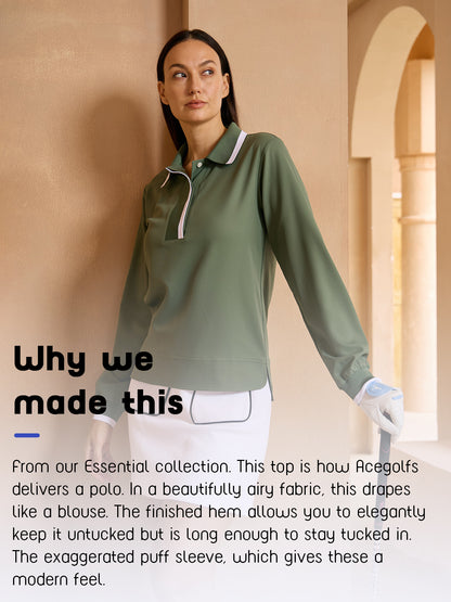 Crisp Couture Long Sleeve Polo Top UPF50+