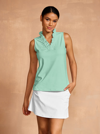 More Than Basic – Tanktop mit Rüschen und V-Ausschnitt, LSF 50+