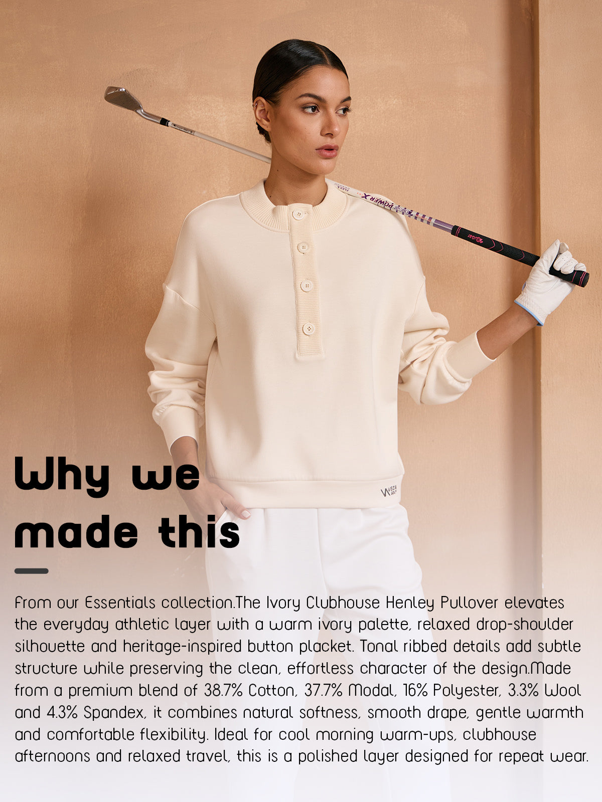 UltraSoft Wool Long Sleeve Stand Collar Button Sweatshirt