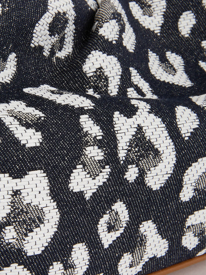 Leopard Jacquard Canvas Pleated Frame Bag