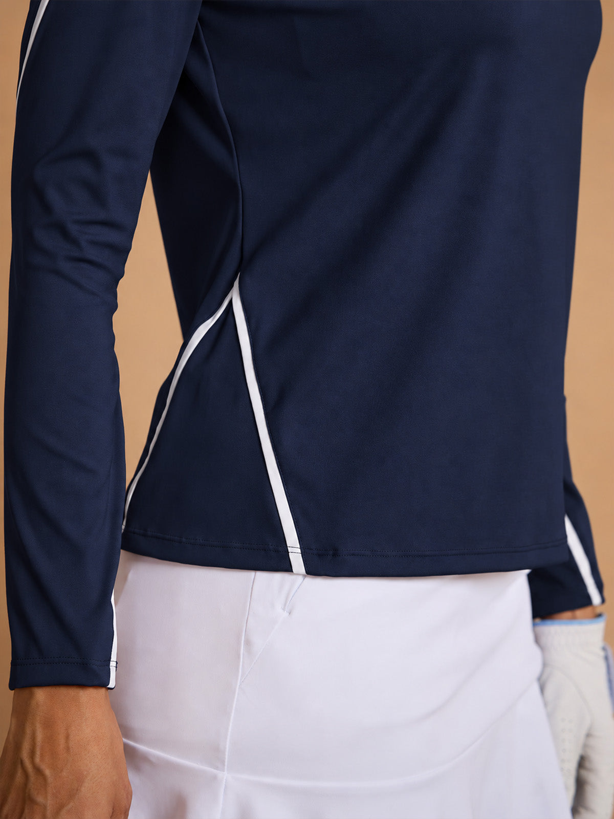 Navycore Long Sleeve Trimmed Mock Neck Golf Shirt