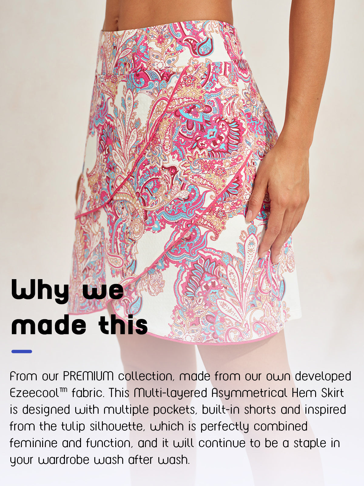 Premium 18.5 Zoll asymmetrischer Skort UPF50+