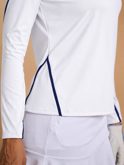 Navycore Long Sleeve Trimmed Mock Neck Golf Shirt