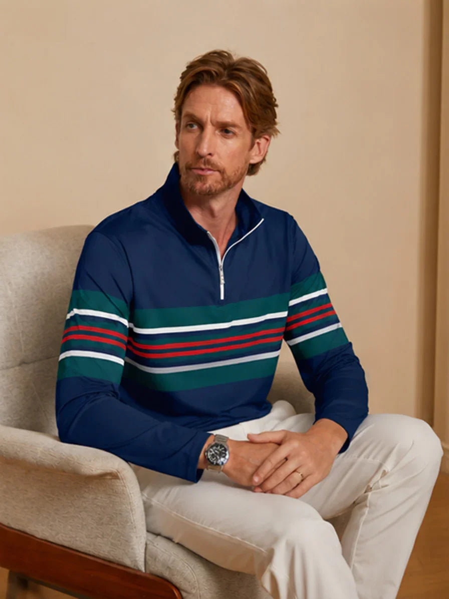Playful Nautical Men's Golf Shirt Quarterzip UPF50+