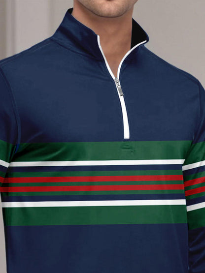 Playful Nautical Men's Golf Shirt Quarterzip UPF50+