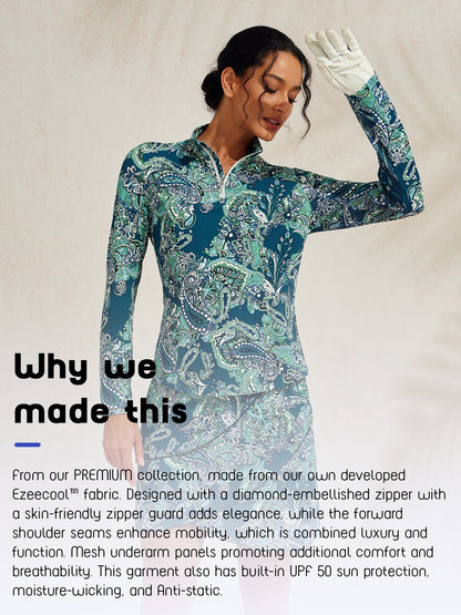 Premium Long Sleeve Mock Neck Quarterzip UPF50+