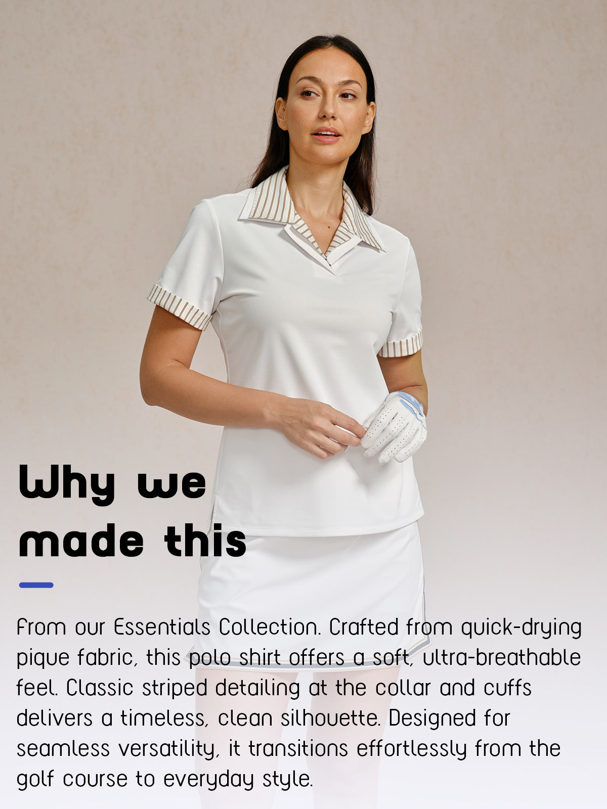 Crisp Couture Short Sleeve V-Neck Polo Top UPF50+