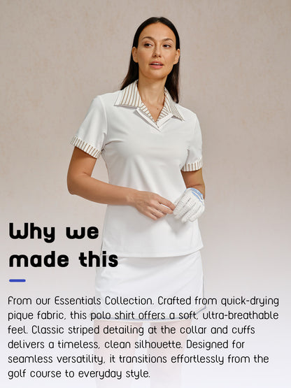 Crisp Couture Short Sleeve V-Neck Polo Top UPF50+