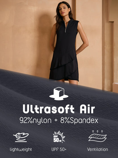 Robe premium ultrasouple sans manches, bordure asymétrique, 36,5 pouces UPF50+