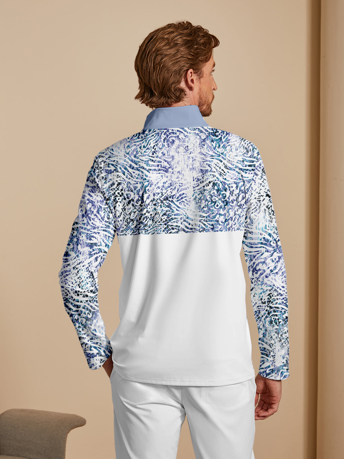 Playful Nautical Men's Golf Shirt Quarterzip UPF50+