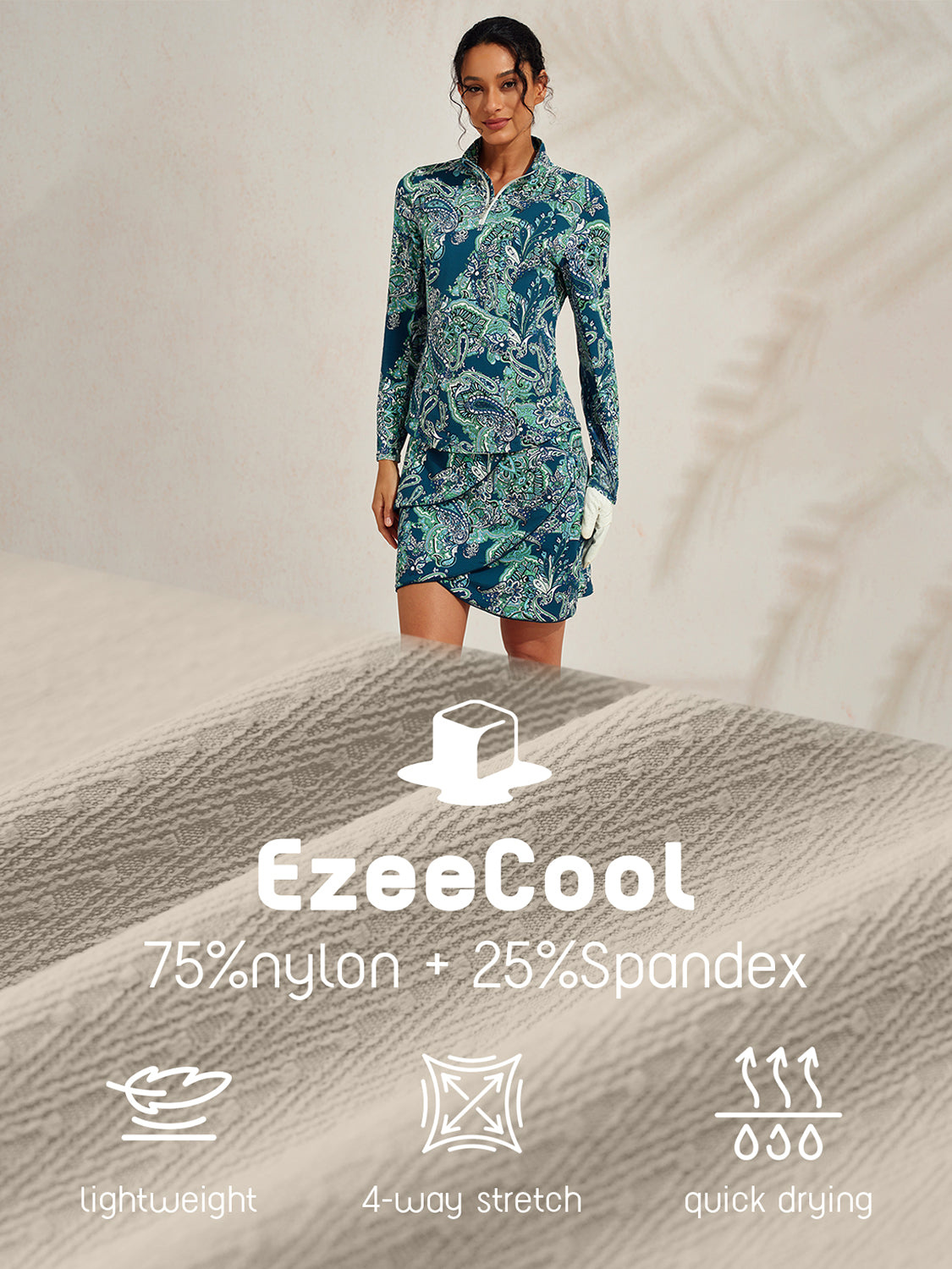 Premium Long Sleeve Mock Neck Quarterzip UPF50+