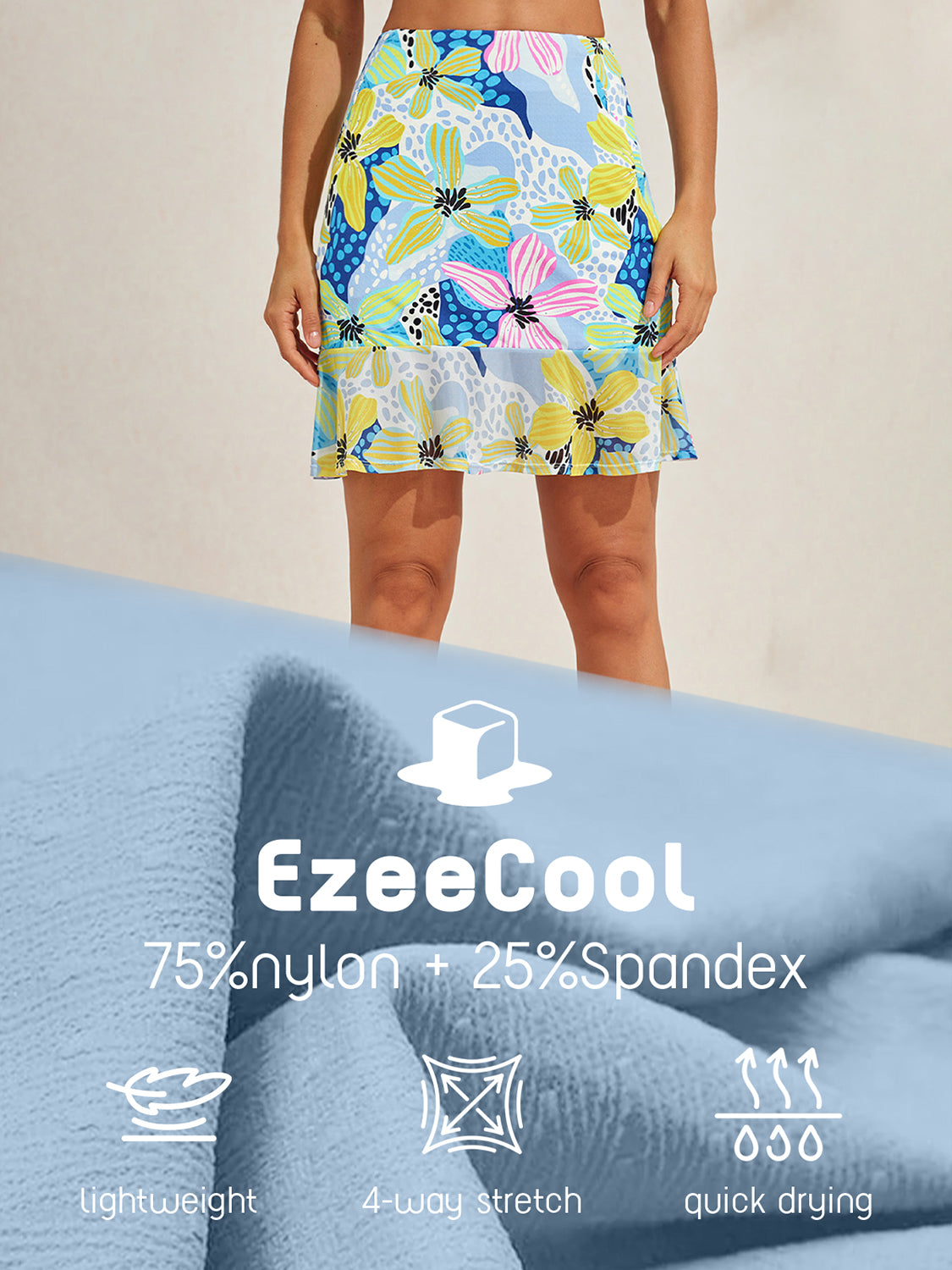 Premium 19 Inch A-Line Ruffle Skort UPF50+