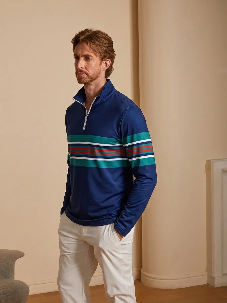 Playful Nautical Men's Golf Shirt Quarterzip UPF50+