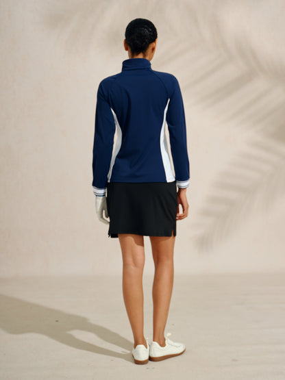 Navycore 長袖 カラーブロック クォータージップ UPF50+