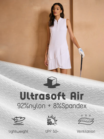 Robe premium ultrasouple sans manches, bordure asymétrique, 36,5 pouces UPF50+