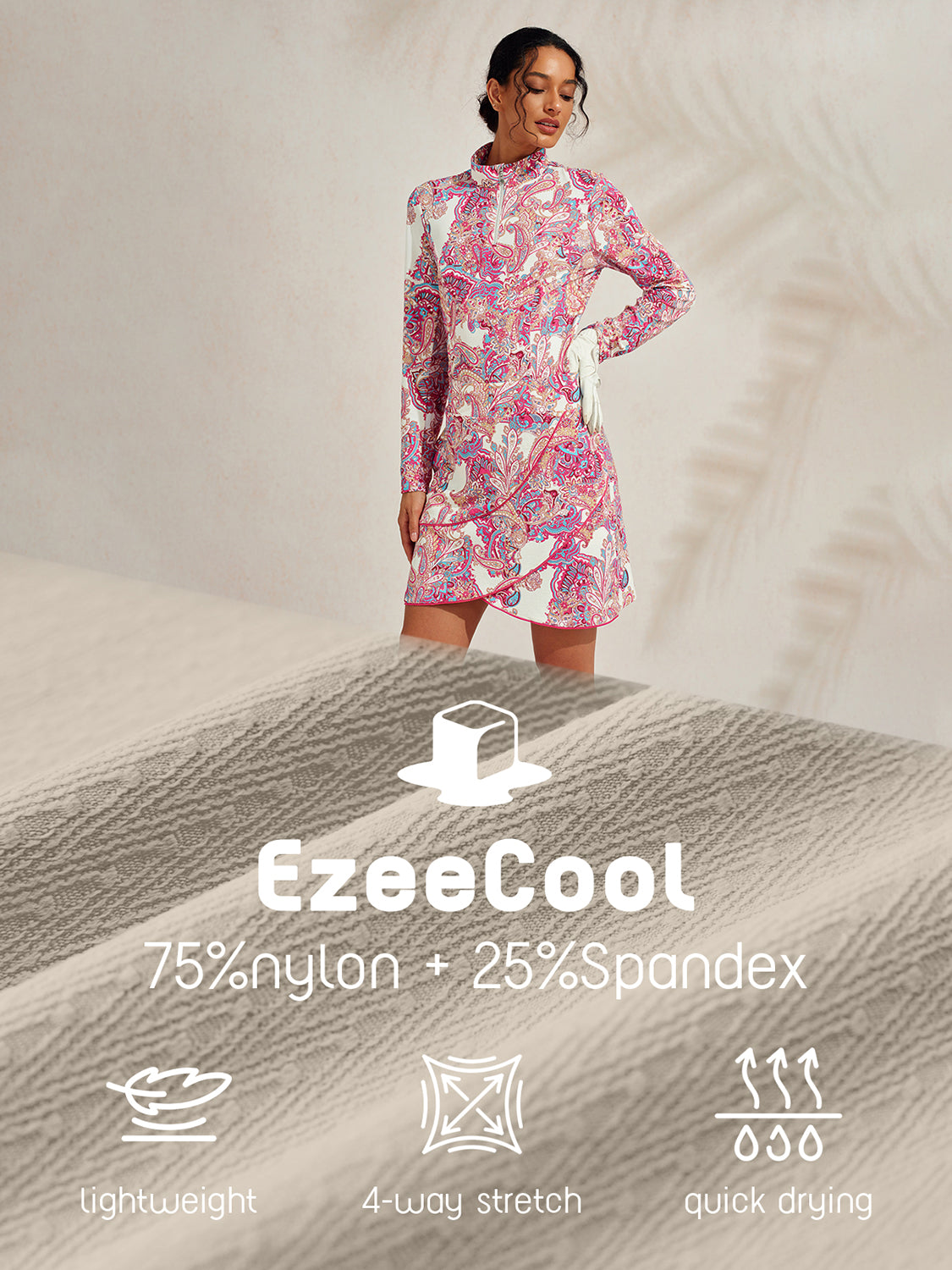 Premium de manga larga con cuello alto y cremallera hasta el pecho UPF50+