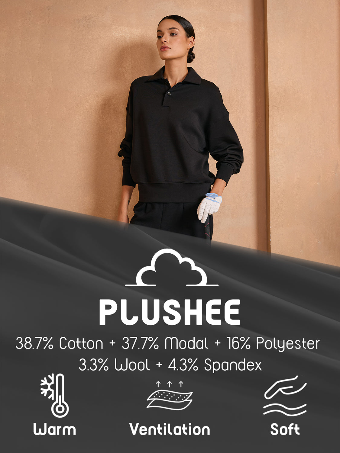 UltraSoft Wool Long Sleeve Collared Button Sweatshirt