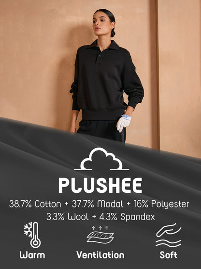 UltraSoft Wool Long Sleeve Collared Button Sweatshirt