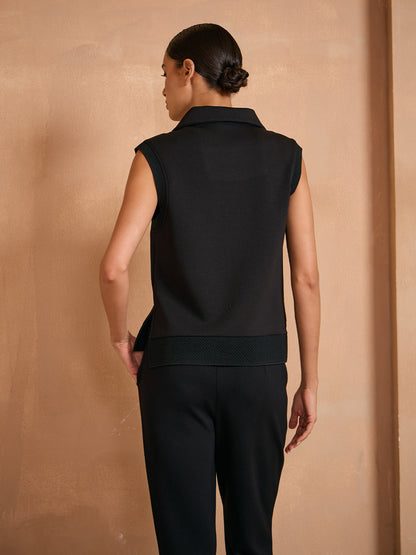 UltraSoft Wool Sleeveless High Funnel Neck Sweatshirt