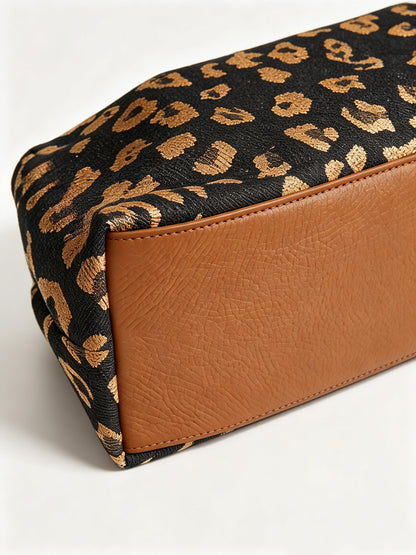Leopard Jacquard Canvas Pleated Frame Bag