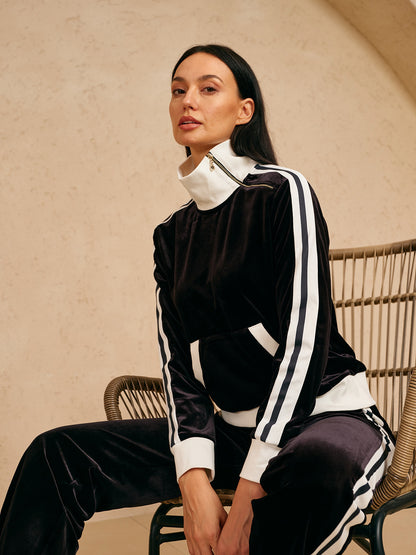 UltraSoft Velvet Sudadera de Manga Larga con Cuello Asimétrico