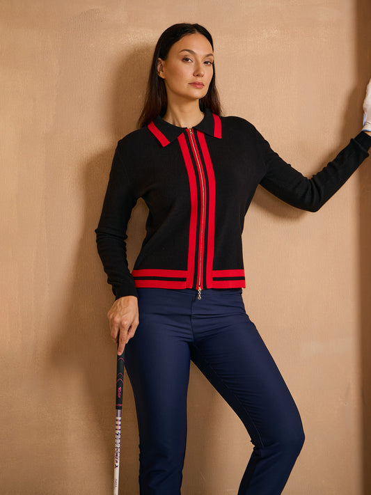 Navycore Golf Colorblock Full Zip Sweater