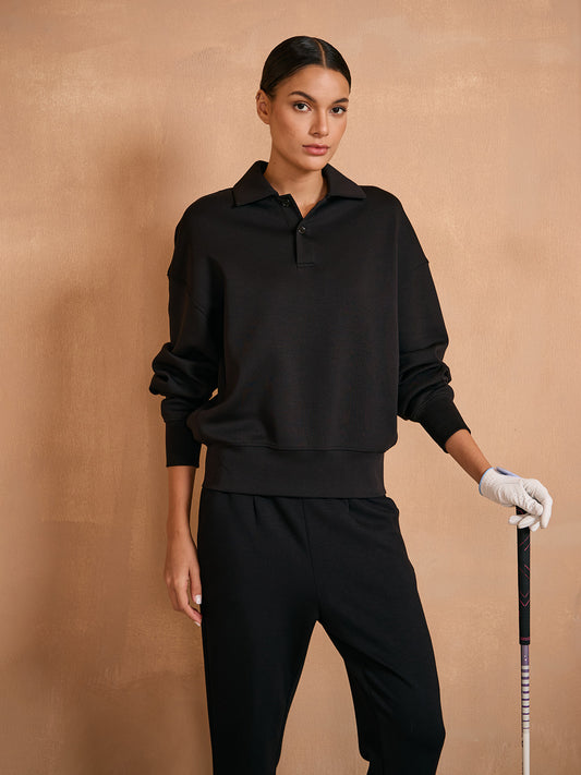 UltraSoft Wool Long Sleeve Collared Button Sweatshirt