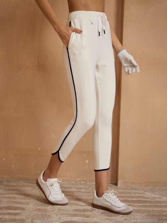 UltraSoft Velour Stretch Drawstring Trimmed Ankle Pants