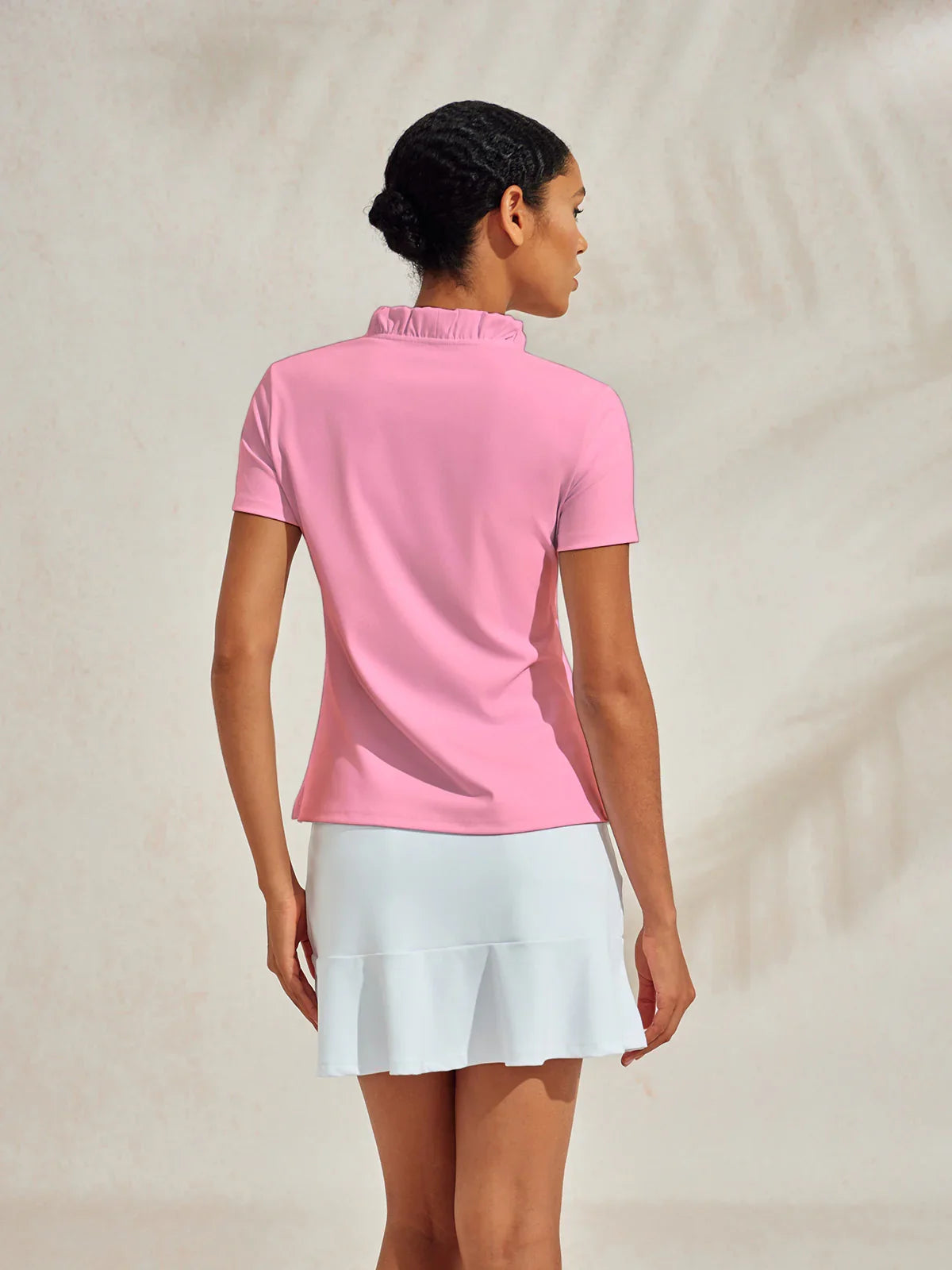 ベーシック以上のラッフルVネックポロトップ UPF50+ – Acegolfs