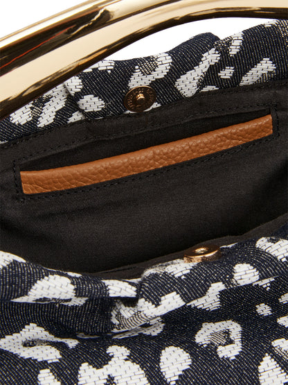 Leopard Jacquard Canvas Pleated Frame Bag