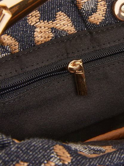 Leopard Jacquard Canvas Pleated Frame Bag