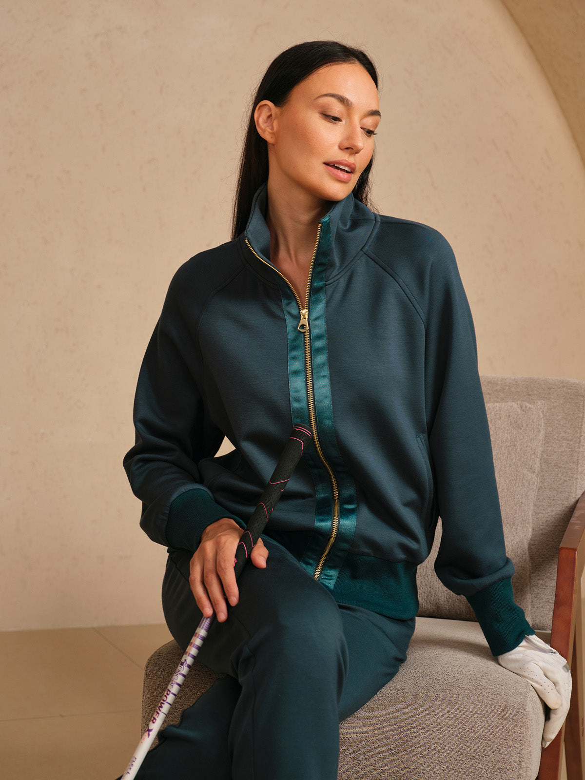 Chaqueta de manga larga UltraSoft con ribetes