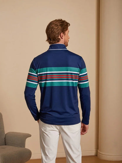 Playful Nautical Men's Golf Shirt Quarterzip UPF50+
